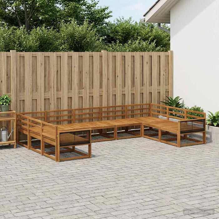 Set de canapele de exterior 9 pcs natural Lemn Solid de Acacia WALTI