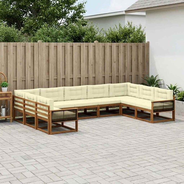 Set de canapele de exterior cu pernă 9 pcs Natural și Crem WALTI