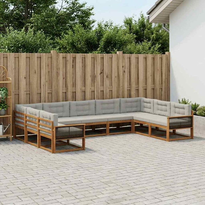Set de canapele de exterior 9 pcs Natural și gri deschis WALTI