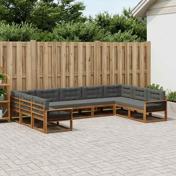 Set de canapele de exterior cu pernă 9 pcs Natural și Antracit WALTI
