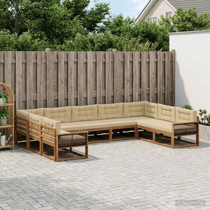 Set de canapele de exterior cu pernă 9 pcs Natural și Bej WALTI