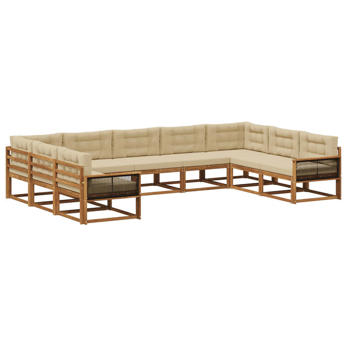 Set de canapele de exterior cu pernă 9 pcs Natural și Bej WALTI