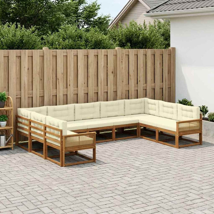 Set de canapele de exterior cu pernă 9 pcs Natural și Crem WALTI