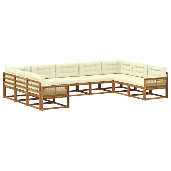 Set de canapele de exterior cu pernă 9 pcs Natural și Crem WALTI