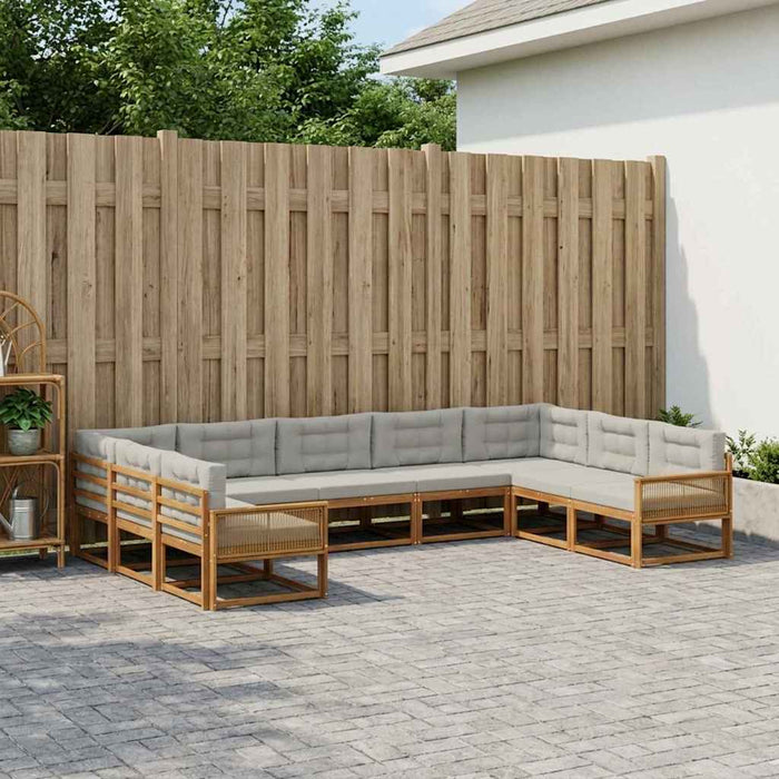 Set de canapele de exterior 9 pcs Natural și gri deschis WALTI