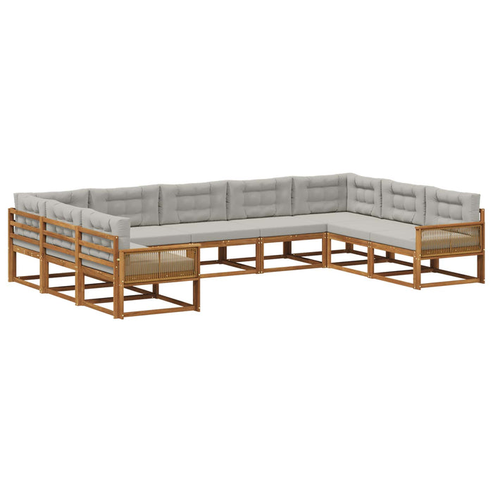 Set de canapele de exterior 9 pcs Natural și gri deschis WALTI
