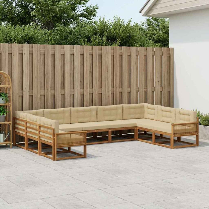 Set de canapele de exterior cu pernă 9 pcs Natural și Bej WALTI