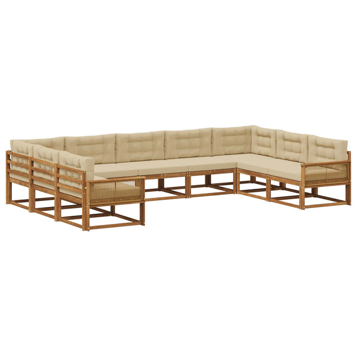Set de canapele de exterior cu pernă 9 pcs Natural și Bej WALTI