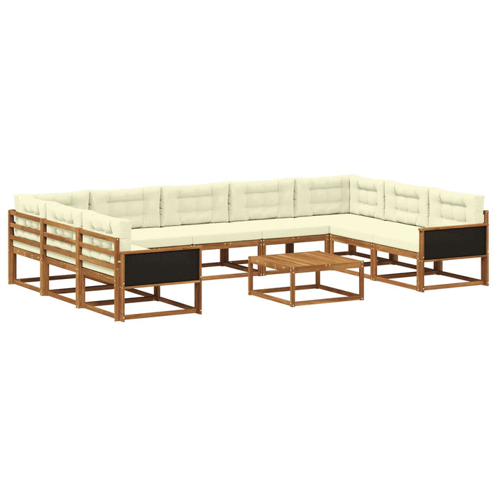 Set de canapele de exterior cu pernă 10 pcs Natural și Crem WALTI