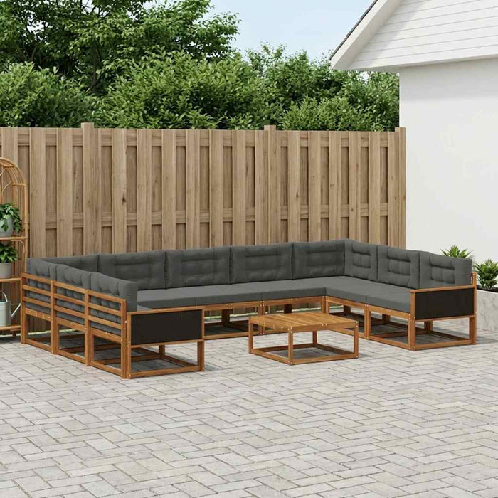 Set de canapele de exterior cu pernă 10 pcs Natural și Antracit WALTI
