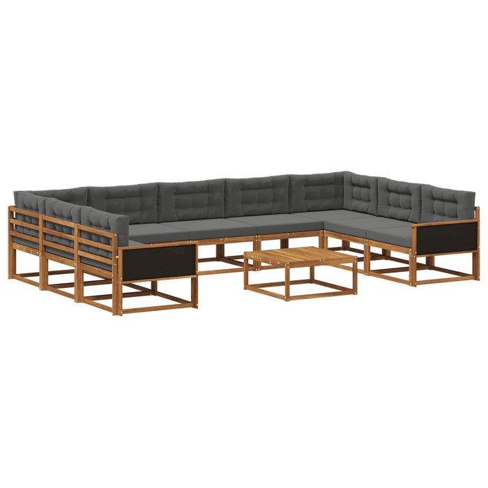 Set de canapele de exterior cu pernă 10 pcs Natural și Antracit WALTI