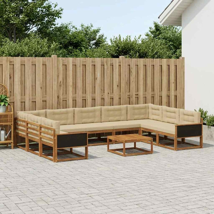 Set de canapele de exterior cu pernă 10 pcs Natural și Bej WALTI