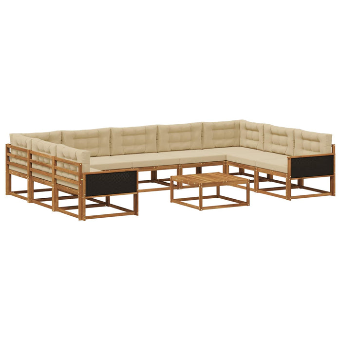 Set de canapele de exterior cu pernă 10 pcs Natural și Bej WALTI