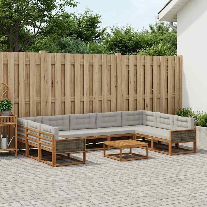 Set de canapele de exterior 10 pcs Natural și gri deschis WALTI