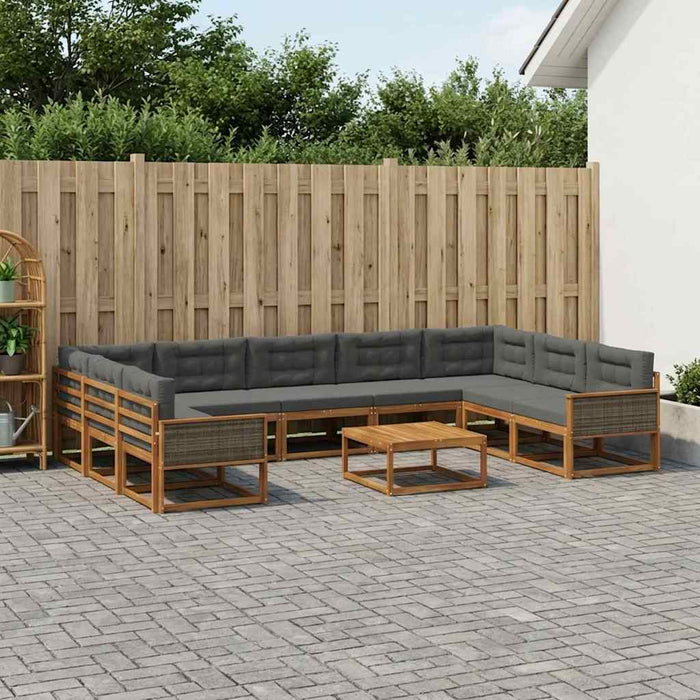 Set de canapele de exterior cu pernă 10 pcs Natural și Antracit WALTI
