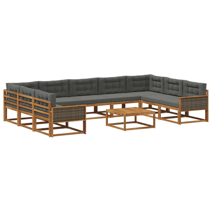 Set de canapele de exterior cu pernă 10 pcs Natural și Antracit WALTI