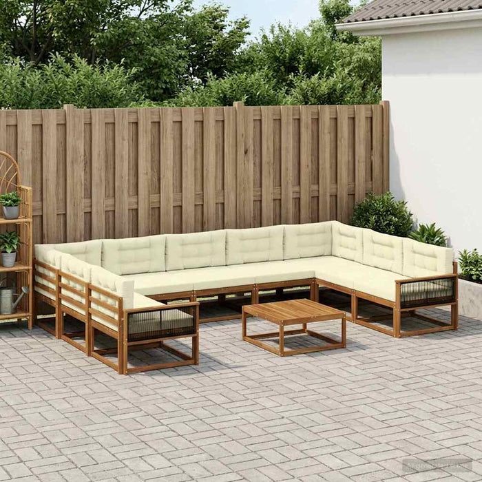 Set de canapele de exterior cu pernă 10 pcs Natural și Crem WALTI