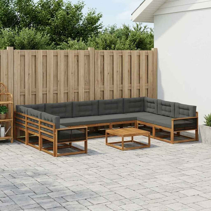 Set de canapele de exterior cu pernă 10 pcs Natural și Antracit WALTI