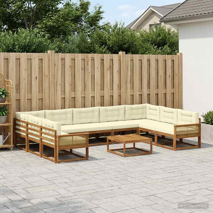 Set de canapele de exterior cu pernă 10 pcs Natural și Crem WALTI