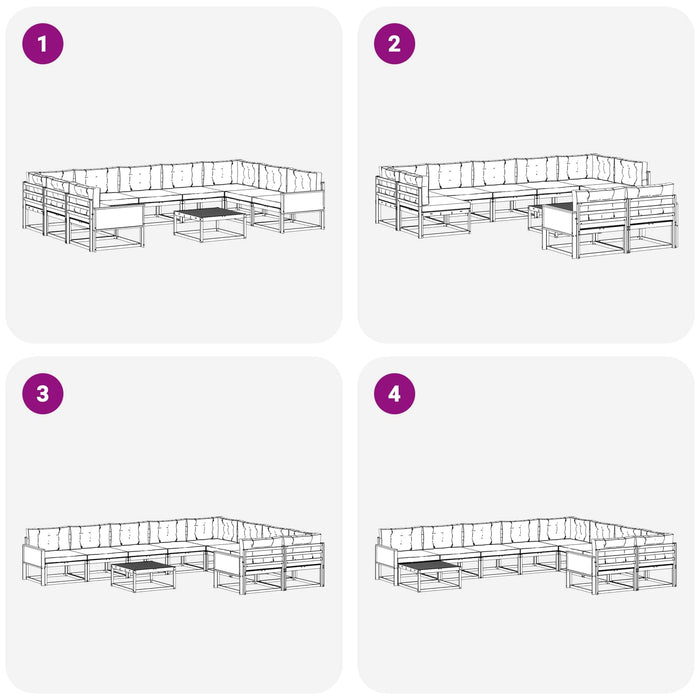 Set de canapele de exterior cu pernă 10 pcs Natural și Crem WALTI