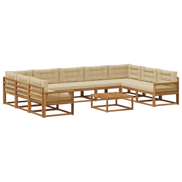 Set de canapele de exterior cu pernă 10 pcs Natural și Bej WALTI