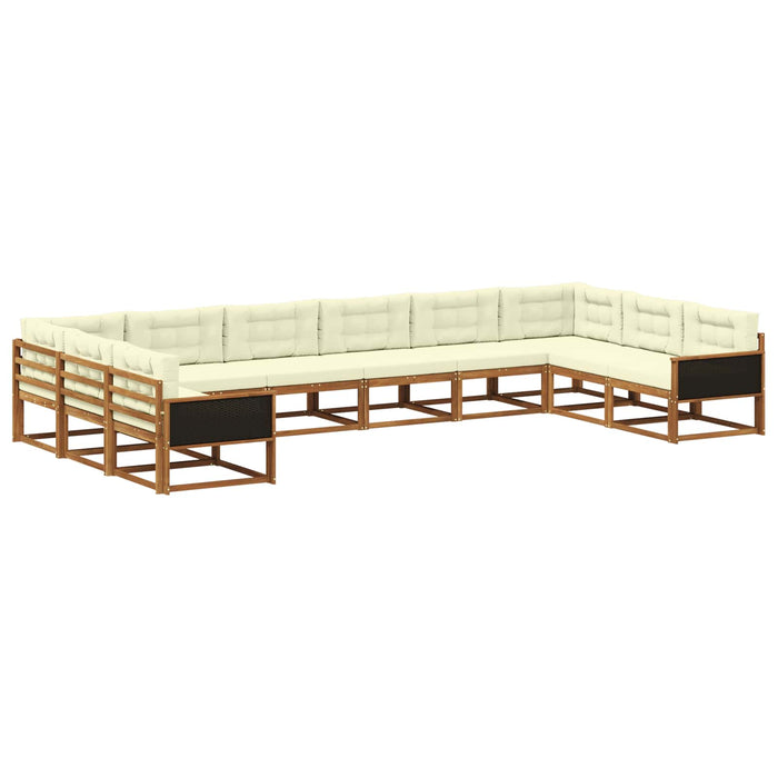 Set de canapele de exterior cu pernă 10 pcs Natural și Crem WALTI