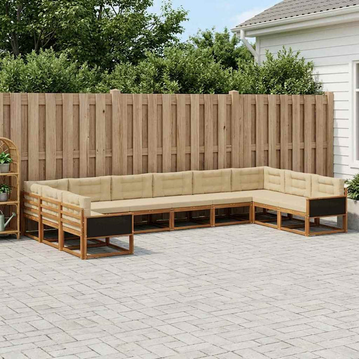 Set de canapele de exterior cu pernă 10 pcs Natural și Bej WALTI
