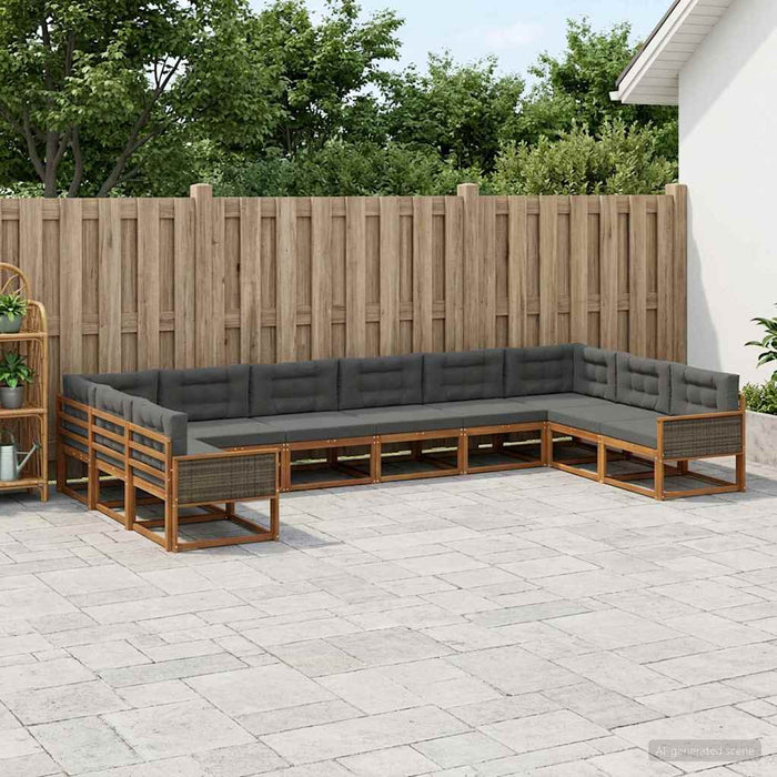 Set de canapele de exterior cu pernă 10 pcs Natural și Antracit WALTI