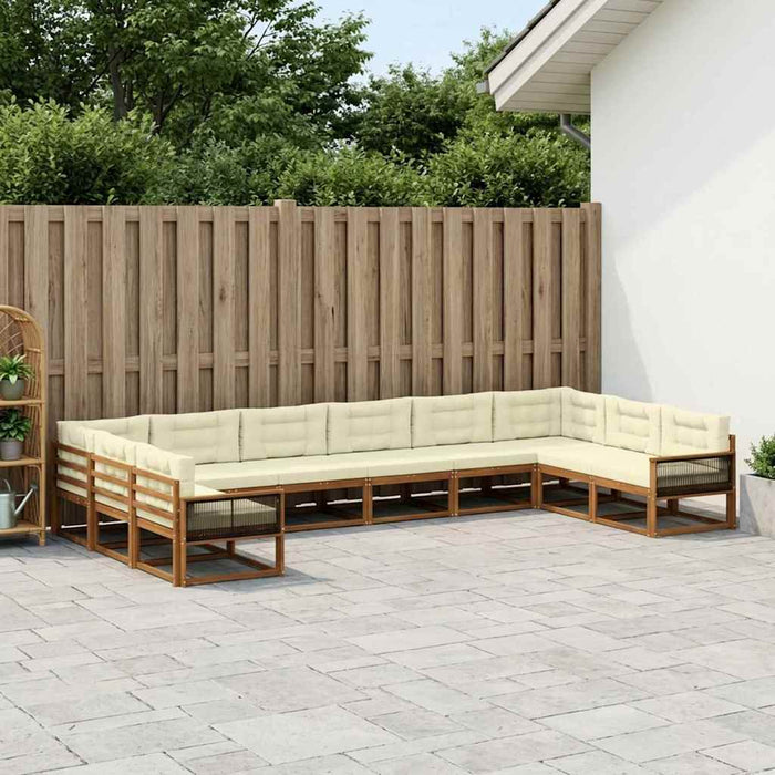 Set de canapele de exterior cu pernă 10 pcs Natural și Crem WALTI