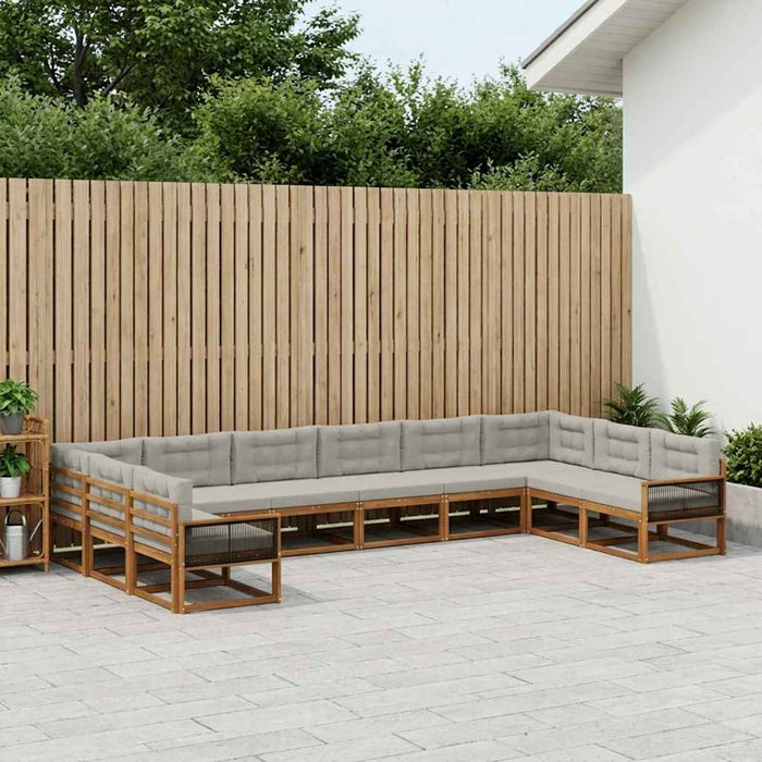 Set de canapele de exterior 10 pcs Natural și gri deschis WALTI