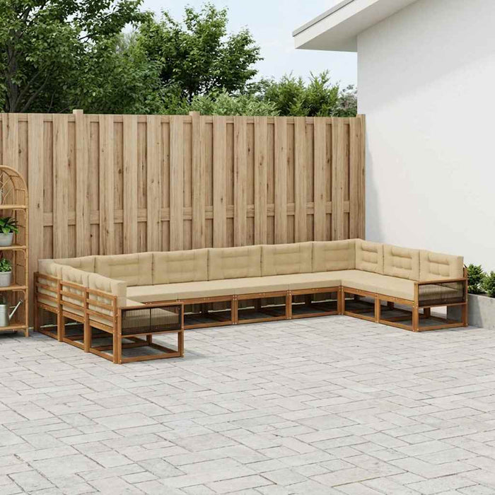 Set de canapele de exterior cu pernă 10 pcs Natural și Bej WALTI