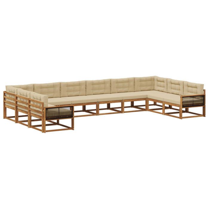 Set de canapele de exterior cu pernă 10 pcs Natural și Bej WALTI