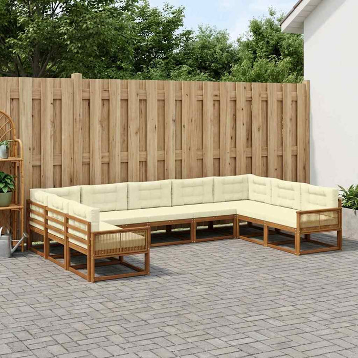 Set de canapele de exterior cu pernă 10 pcs Natural și Crem WALTI