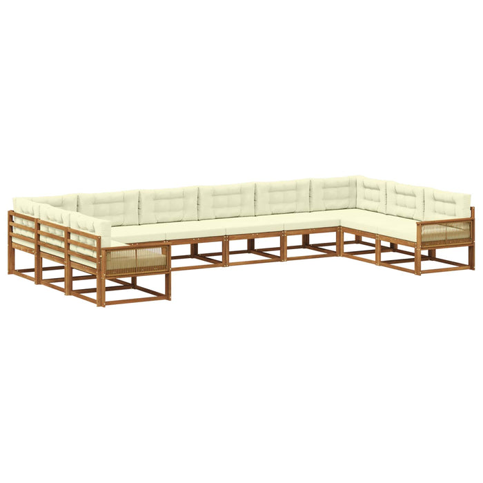 Set de canapele de exterior cu pernă 10 pcs Natural și Crem WALTI