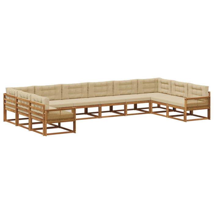 Set de canapele de exterior cu pernă 10 pcs Natural și Bej WALTI