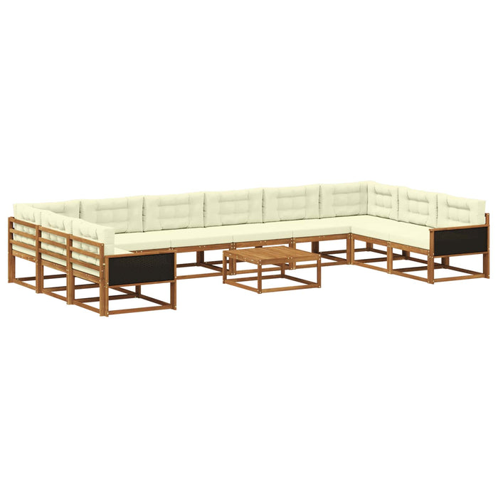Set de canapele de exterior cu pernă 11 pcs Natural și Crem WALTI