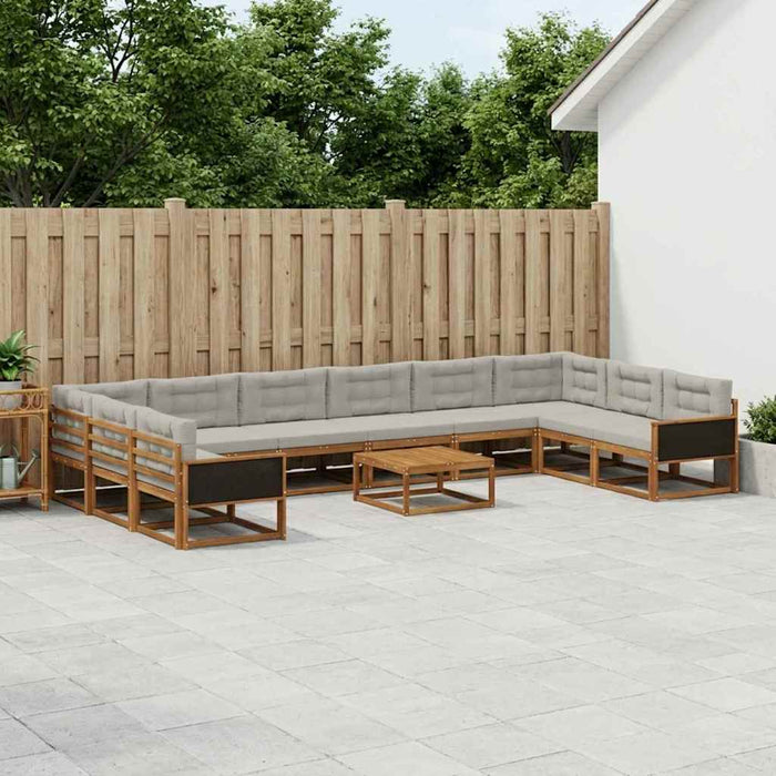 Set de canapele de exterior 11 pcs Natural și gri deschis WALTI