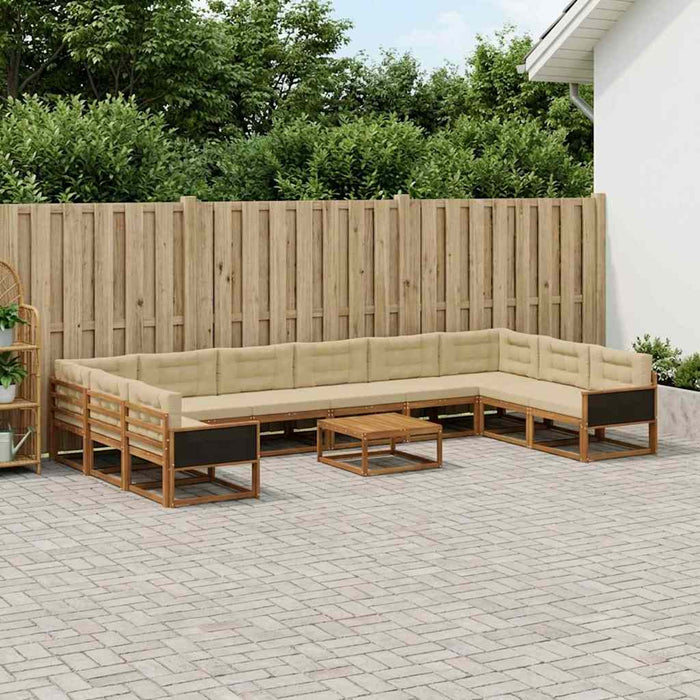 Set de canapele de exterior cu pernă 11 pcs Natural și Bej WALTI