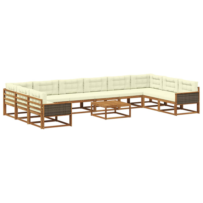 Set de canapele de exterior cu pernă 11 pcs Natural și Crem WALTI