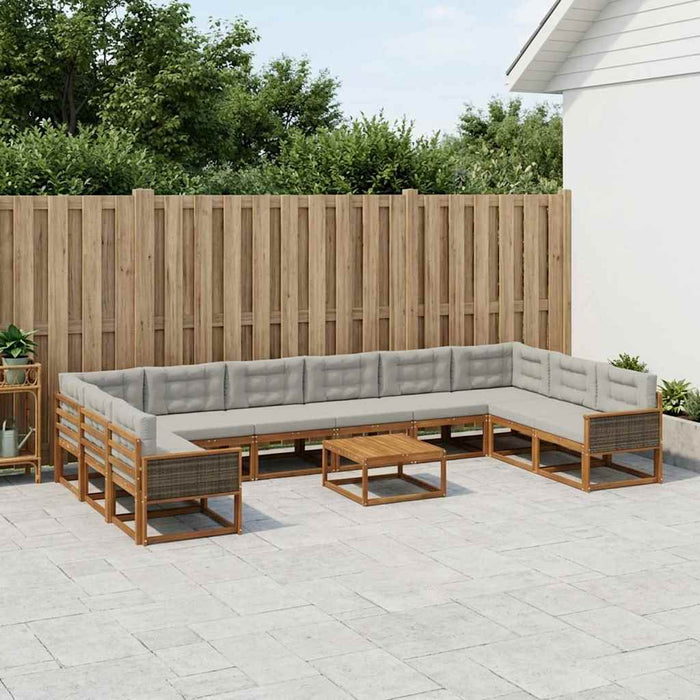 Set de canapele de exterior 11 pcs Natural și gri deschis WALTI