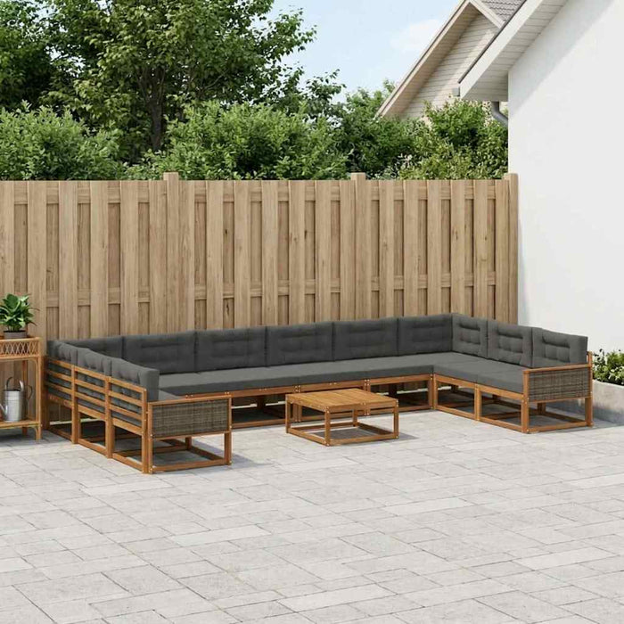 Set de canapele de exterior cu pernă 11 pcs Natural și Antracit WALTI
