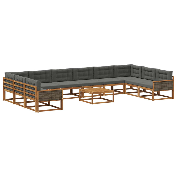 Set de canapele de exterior cu pernă 11 pcs Natural și Antracit WALTI