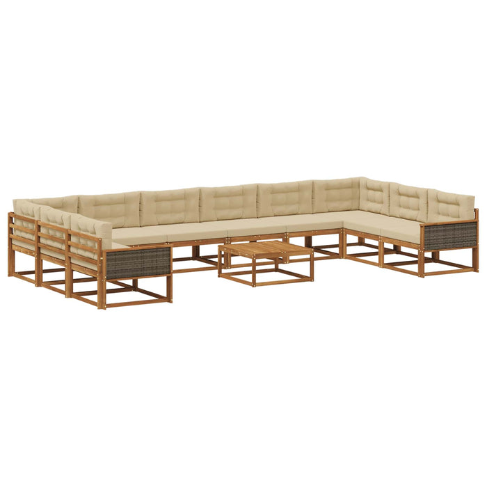 Set de canapele de exterior cu pernă 11 pcs Natural și Bej WALTI
