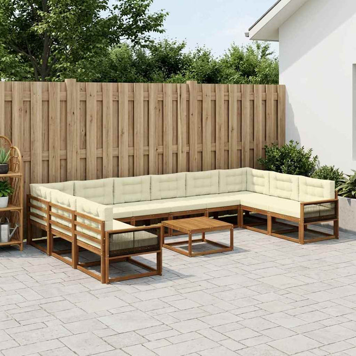 Set de canapele de exterior cu pernă 11 pcs Natural și Crem WALTI