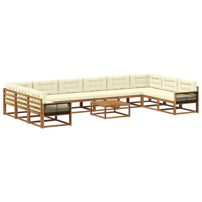 Set de canapele de exterior cu pernă 11 pcs Natural și Crem WALTI