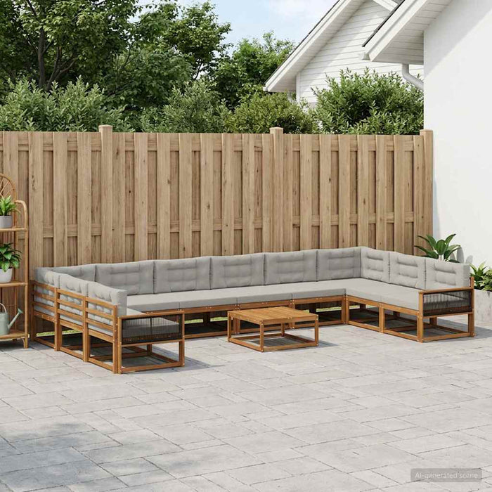 Set de canapele de exterior 11 pcs Natural și gri deschis WALTI