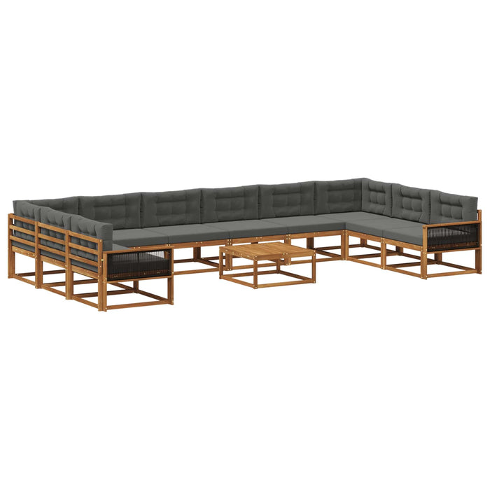 Set de canapele de exterior cu pernă 11 pcs Natural și Antracit WALTI