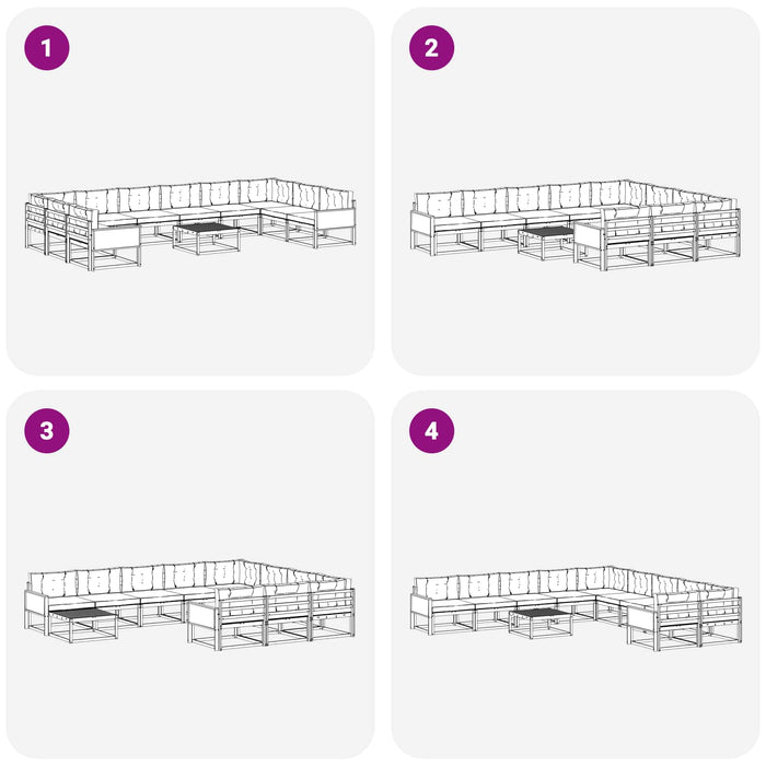 Set de canapele de exterior cu pernă 11 pcs Natural și Bej WALTI