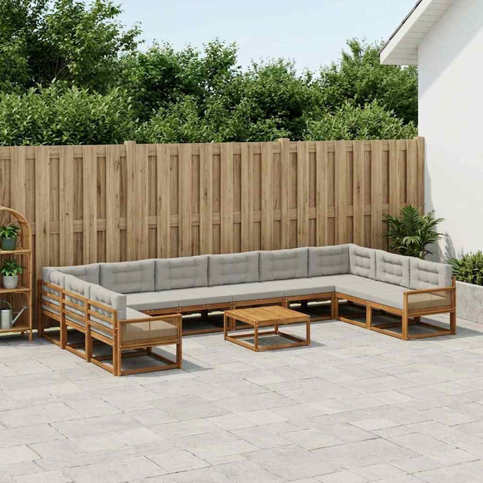 Set de canapele de exterior 11 pcs Natural și gri deschis WALTI