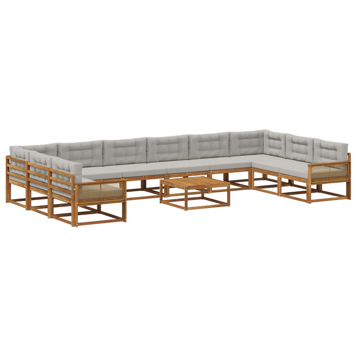 Set de canapele de exterior 11 pcs Natural și gri deschis WALTI